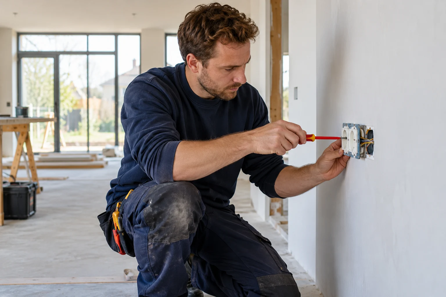 Specialist werkt zorgvuldig aan een installatie